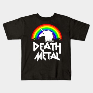 Death Metal Unicorn Funny Rocker Festival Horns Hand Music Metal Kids T-Shirt